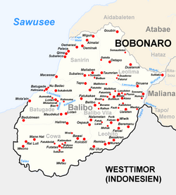 Subdistrict, suco and city of Balibo