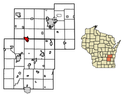 Location of Waupun in Fond du Lac County, Wisconsin.