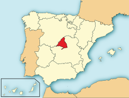 Ligging van Madrid in Spanje