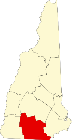 map of New Hampshire highlighting Hillsborough County