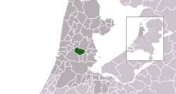 Highlighted position of Wormerland in a municipal map of North Holland