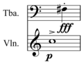 Image 24Notation indicating differing pitch, dynamics, articulation, and instrumentation (from Elements of music)