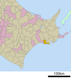 Location of Kushiro in Hokkaido (Kushiro Subprefecture)