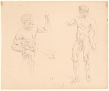 Dessin de Delacroix d'après les photographies de Durieu.