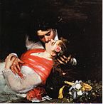 Le Baiser (muxua) (1868) Autoerretratu emaztearekin.