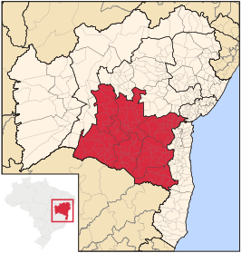 Ligging van de Braziliaanse mesoregio Centro-Sul Baiano in Bahia