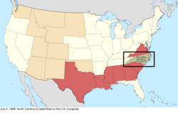 Map of the change to the United States in central North America on July 4, 1868