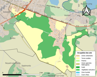 Carte en couleurs présentant l'occupation des sols.