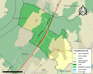 Carte en couleurs présentant l'occupation des sols.