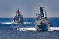 TCG Barbaros (FF 244) and Burgazada (F 513) in the Mediterranean Sea.