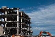 view of a building demolition