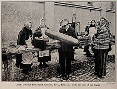 Bread retailed from street counters in Tallinn (photo from The Encyclopedia of Food by Artemas Ward, 1923)