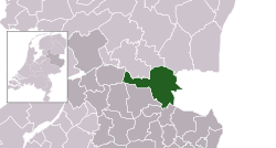 Highlighted position of Hardenberg in a municipal map of Overijssel