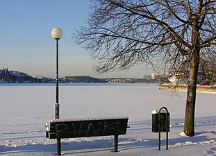 Munkbrohamnens park med utsikt över Riddarfjärden, januari 2006.