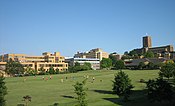 Guildford Cathedral overlooks Stag Hill campus.