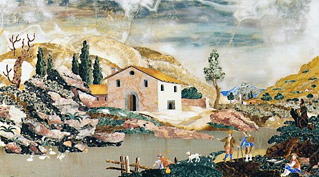 Pietra-dura-Landschaft von Baccio Cappelli, frühes 18. Jahrhundert