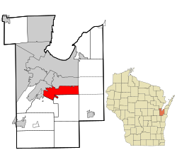 Location in Brown County and the state of Wisconsin