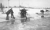 Isskjæring ved Kragerø tidlig på 1900-tallet