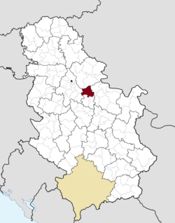 Location of the municipality of Smederevo within Serbia