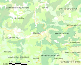 Mapa obce Mézilhac