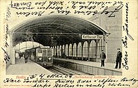 Ansichtskarte des Berliner U-Bahnhofs Kottbusser Tor, Teil der Serie „Elektrische Hochbahn“, 1902–1903