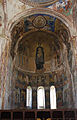 Gelati monastery, Church of Virgin the Blessed, mosaic and mural in the apse depicting Theotokos, Archangels Michael and Gabriel. Arc de Triomphe