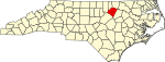 Mapa de Carolina del Norte con la ubicación del condado de Franklin