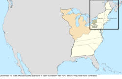 Map of the change to the United States in central North America on December 16, 1786