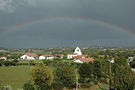 A rainbow above the village