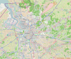 Mapa konturowa Antwerpii, blisko centrum na dole znajduje się punkt z opisem „ANR”