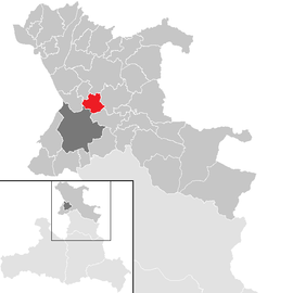 Poloha obce Hallwang v okrese Salzburg-okolie (klikacia mapa)