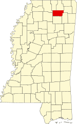 Map of Mississippi highlighting Union County