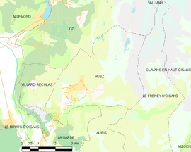 Mapa obce Huez