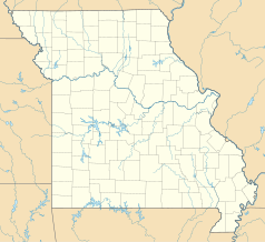 Mapa konturowa Missouri, po prawej znajduje się punkt z opisem „Francis Field”