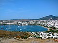 Bodrum's cityscape is dominated by white buildings.