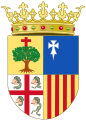 Escudo de Aragón con cruces en tres de los cuatro cuarteles