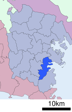 Isogo'nun Yokohama'daki konumu