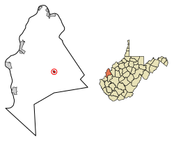 Location of Leon in Mason County, West Virginia.