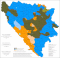 Lingvistička struktura Bosne i Hercegovine po općinama u 2013. godini.