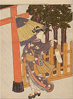 Woman Visiting the Shrine in the Night bởi Suzuki Harunobu (1725–1770)