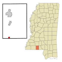 Location of Osyka, Mississippi