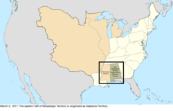 Map of the change to the United States in central North America on March 3, 1817