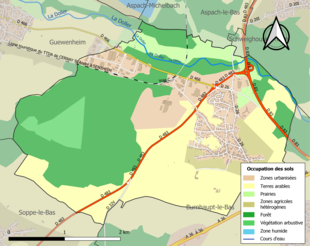 Carte en couleurs présentant l'occupation des sols.