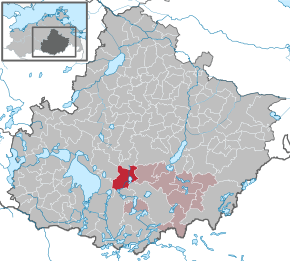 Poziția Kratzeburg pe harta districtului Mecklenburgische Seenplatte