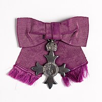 MBE badge as awarded to a female recipient (civil division)