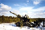 155 mm haubits 77 A på Skillingaryd skjutfält.