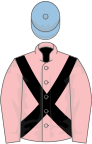 Pink, black cross sashes, light blue cap