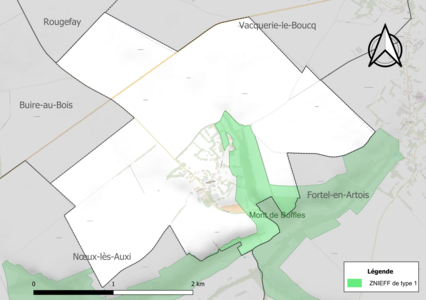 Carte de la ZNIEFF de type 1 sur la commune.