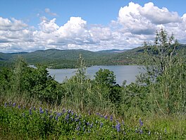 View of Collins Lake with a view from the Hillside