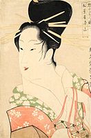 The Courtesan Someyama of the Matsubaya house, từ loạt Contest of Beauties in the Gay Quarters, bởi Eishosai Choki - (thời gian hoạt động 1786 tới 1808)